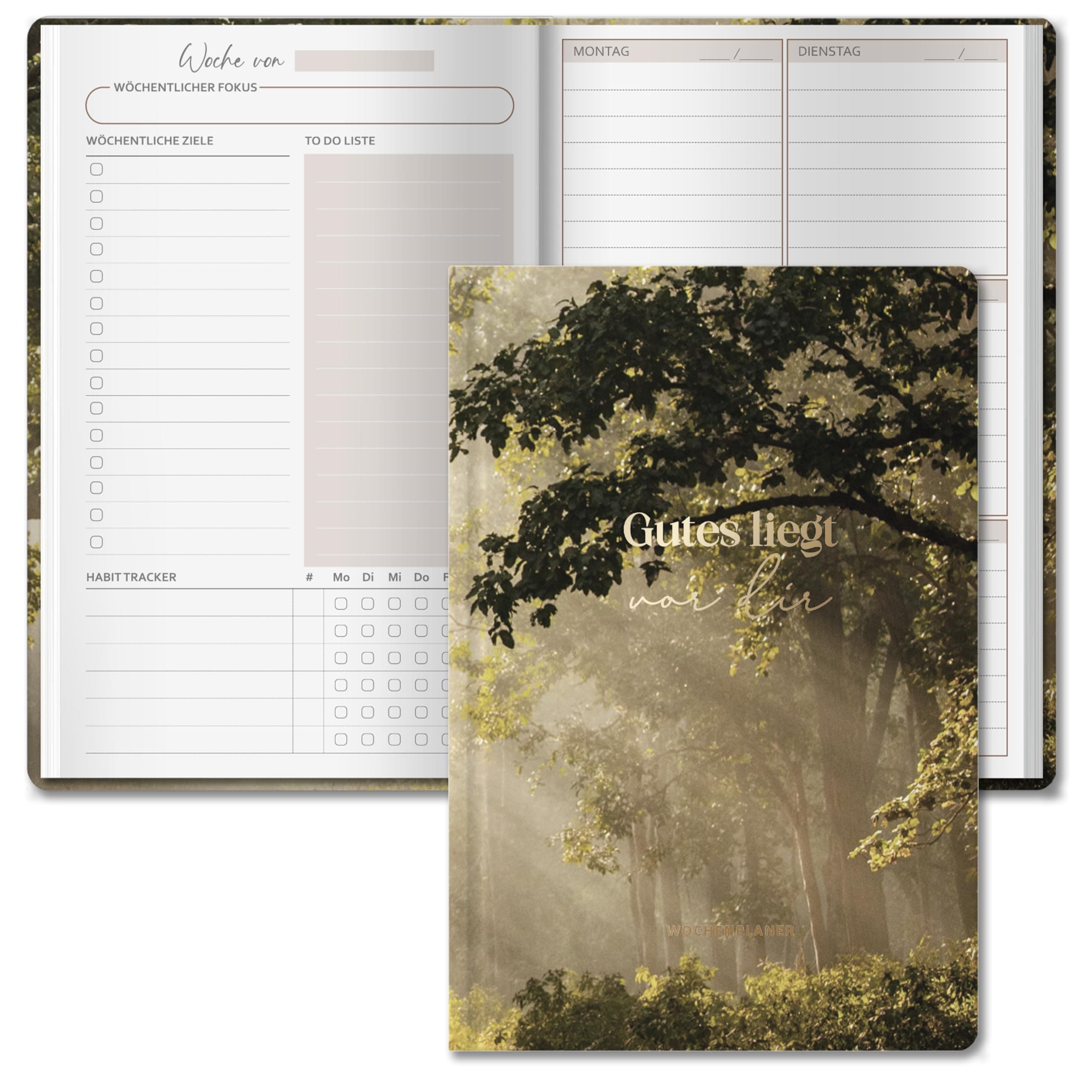 BIROYAL Undatierter Wochenplaner: 180°-Flachöffnung | Terminplaner A5 | wöchentlicher Terminkalender mit To-Do-Liste, großem Notizfeld | 128 Seiten Terminplaner auf Deutsch mit Hardcover | Planer