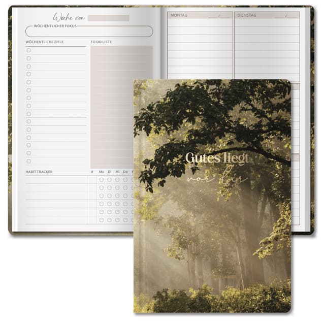 BIROYAL Undatierter Wochenplaner: 180°-Flachöffnung | Terminplaner A5 | wöchentlicher Terminkalender mit To-Do-Liste, großem Notizfeld | 128 Seiten Terminplaner auf Deutsch mit Hardcover | Planer