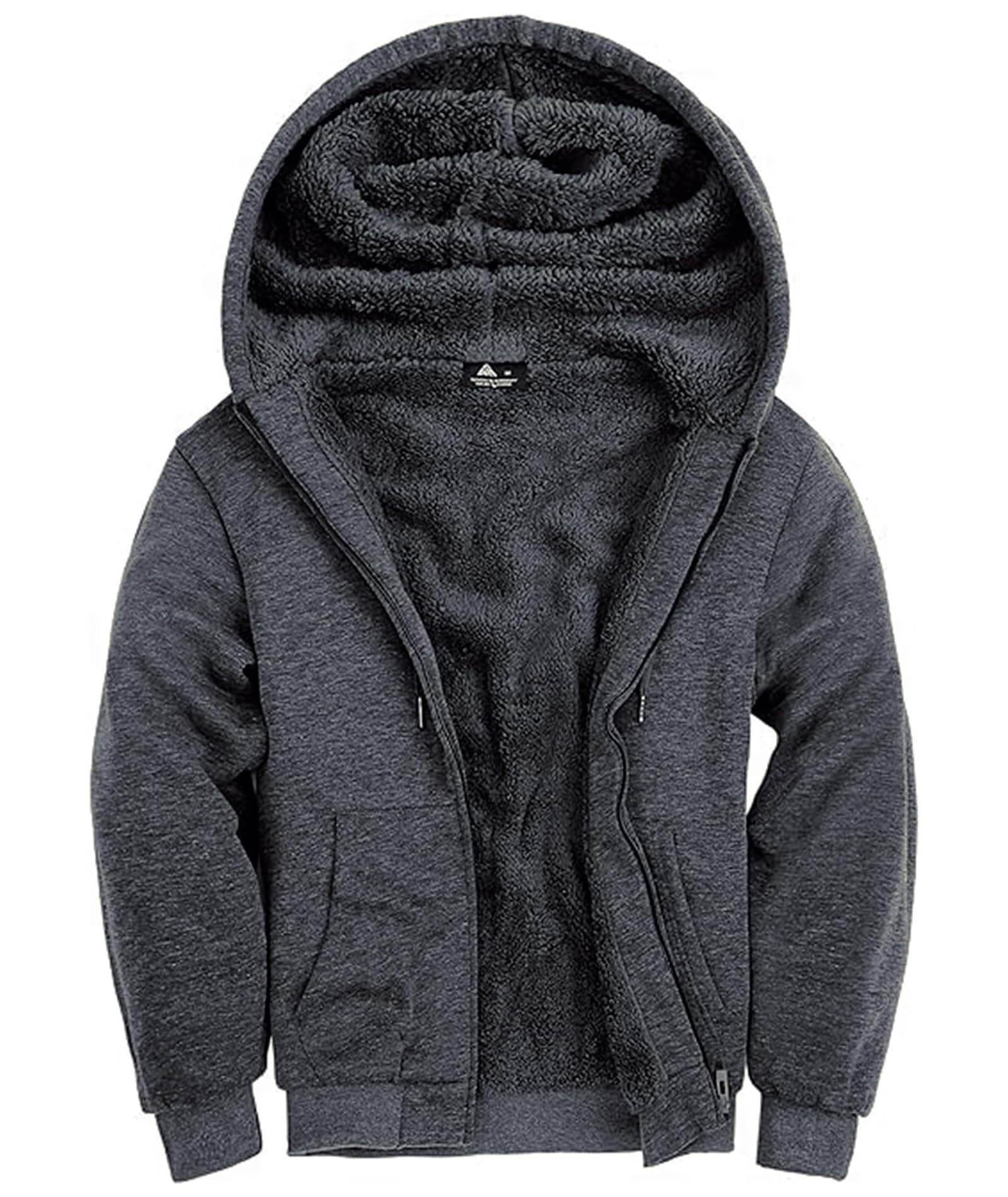 SwissWell Herren Fleecejacke Full Zip Kapuzenjacke Winter Sweatjacke mit Kapuze Gefütterte Hoodie Männer
