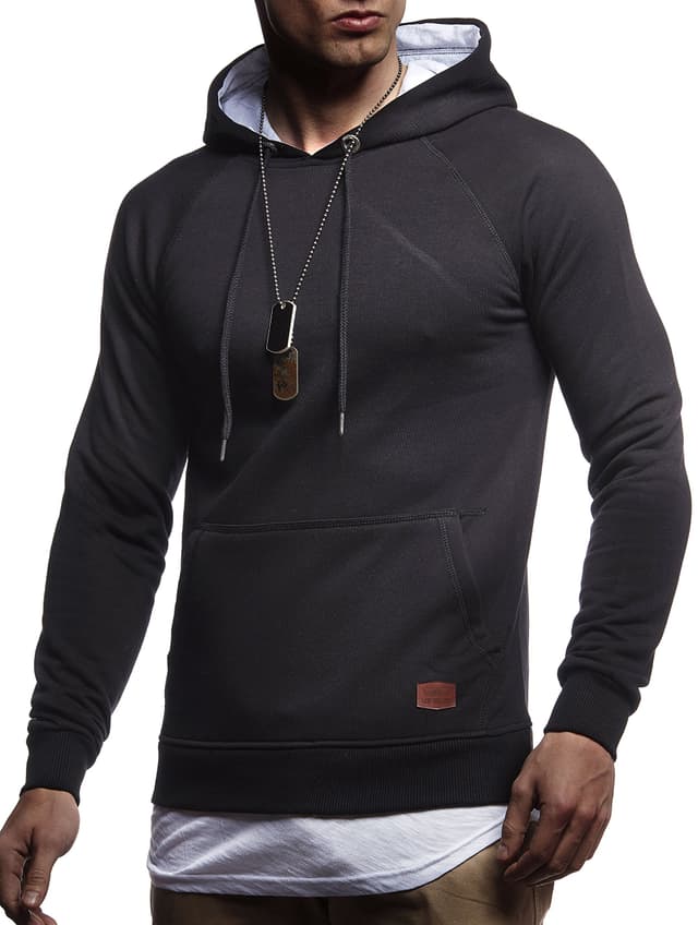 Leif Nelson Herren Pullover Hoodie Kapuzenpullover Longsleeve Basic Sweatshirt Sweater LN8153