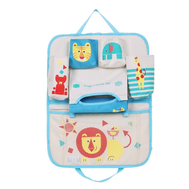 Rücklehnentasche Cartoon Utensilientasche Tiere Muster Auto Rückenlehnenschutz Süß Auto Rücksitz Oxford Kinder Rücksitzschoner Wasserdicht Autositz Organizer 6 Taschen Autoorganisator Autositzschoner