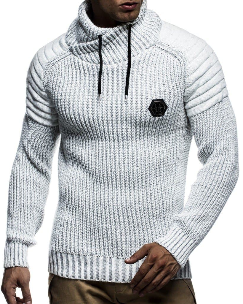 Leif Nelson Herren Strickpullover mit Schalkragen/Hochwertiger Winterpullover im Regular Fit Schnitt, ideal für Casual und Business-Looks, in vielfältigen Größen und Farben verfügbar XL Ecru-grau