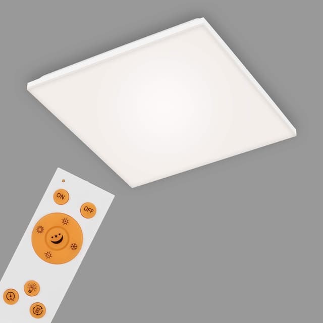 BRILONER - LED Deckenlampe mit Sternenhimmel, einstellbar von warmweiß bis kaltweiß, Fernbedienung, Lampe, Deckenleuchte, Wohnzimmerlampe, LED Panel, Schlafzimmerlampe, 45x45x7,5 cm, Weiß 45 x 45 cm