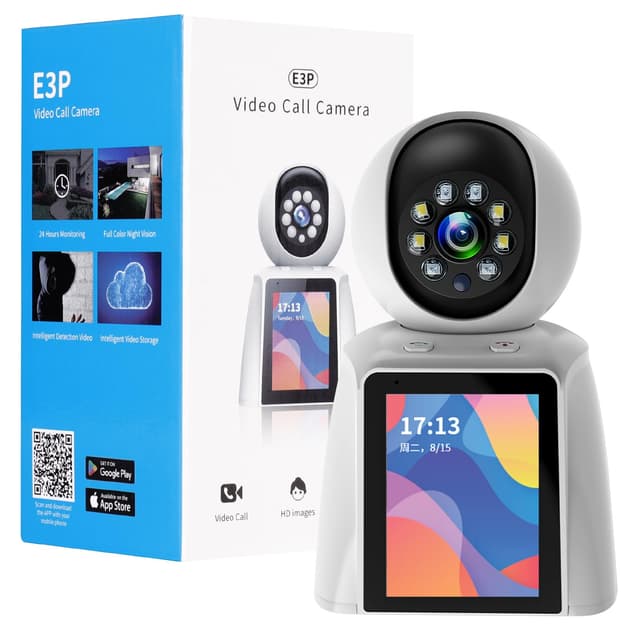 OKYUK Überwachungskamera Innen, 3MP Zwei Wege Video Innenkamera mit 2.8 Zoll Bildschirm, 2K Kamera Überwachung Aussen, 360 Grad WLAN Kamera, Kinder/Ältere/Hund/Haustierkamera mit Im-Cam-App