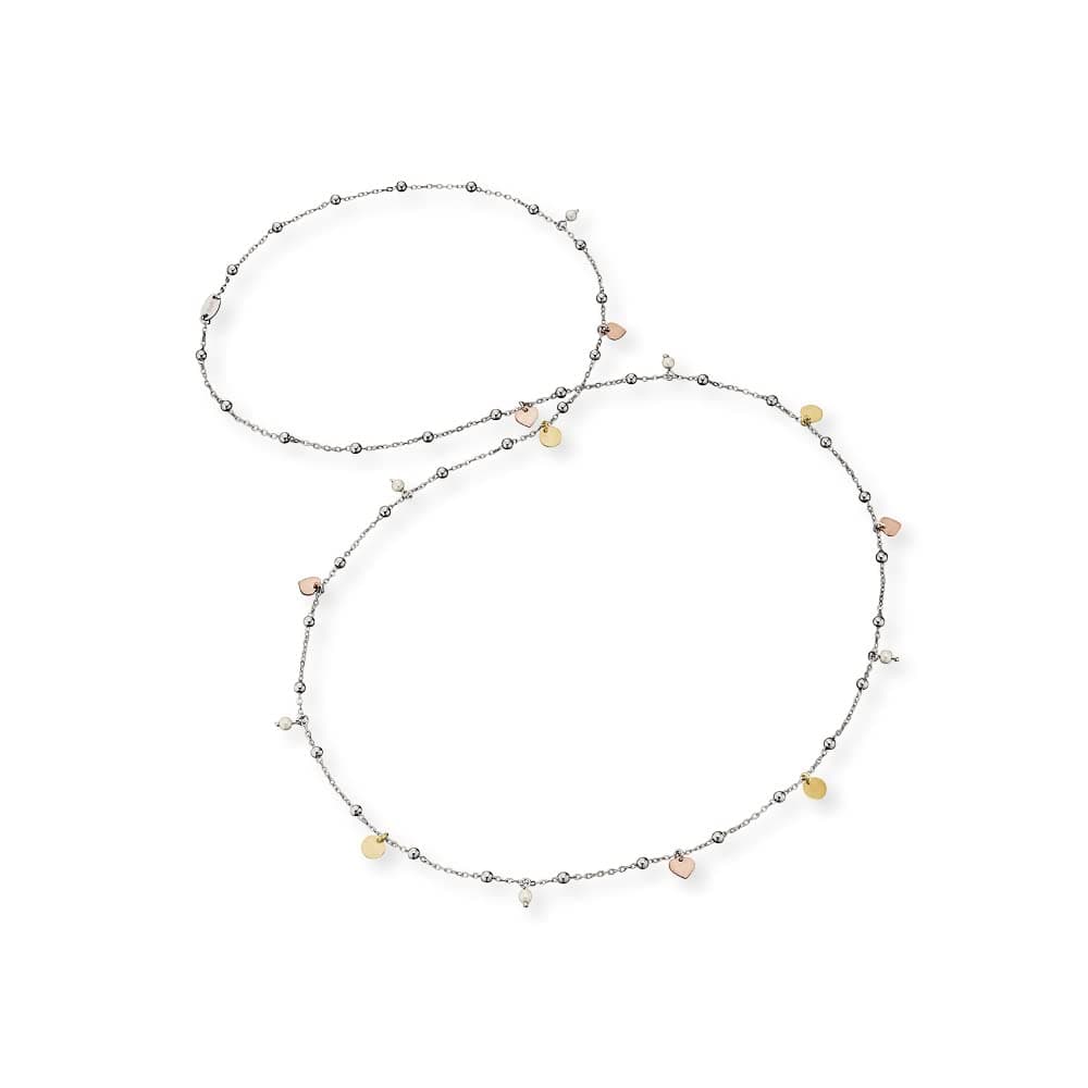 Engelsrufer Damen Halskette Little Joy aus Sterling Silber in Tricolor mit Charm Elementen in silber, gold und roségold - Länge: 80cm