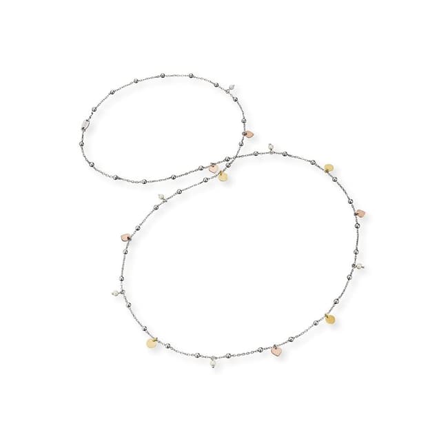 Engelsrufer Damen Halskette Little Joy aus Sterling Silber in Tricolor mit Charm Elementen in silber, gold und roségold - Länge: 80cm
