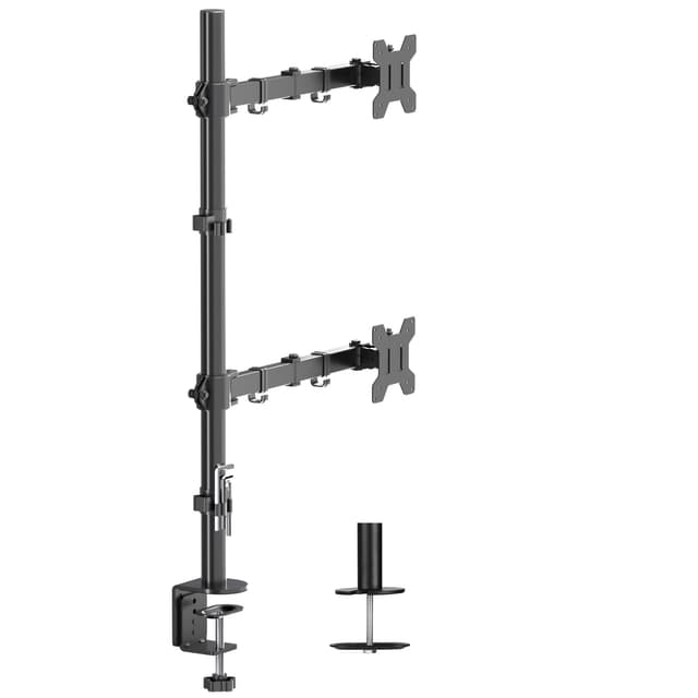 Suptek Monitor Halterung 2 Monitore übereinander, 80cm Hoch Verstellbar Monitor Arm, Bildschirmhalterung 2 Monitore für 13-27 Zoll Bildschirme Neigbar Schwenkbar, 10 kg pro Arm Monitorhalter MD6821DB Dual