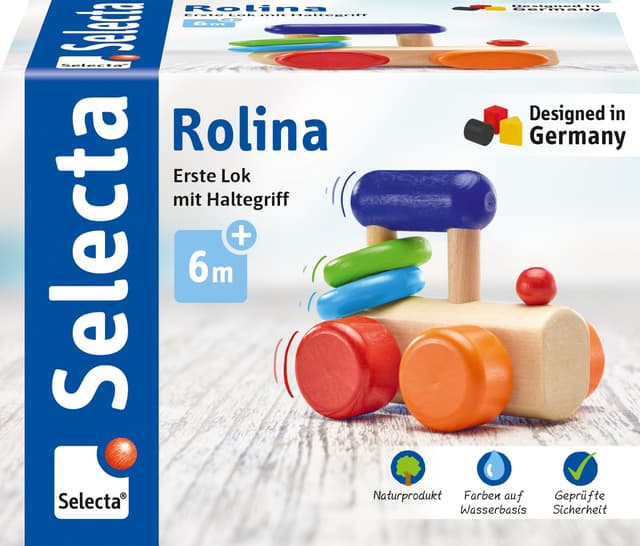 Selecta Lok-Greifling, 8,5 cm, Holz, 6 Monate - 3 Jahre, Lokomotive mit Klapperringen