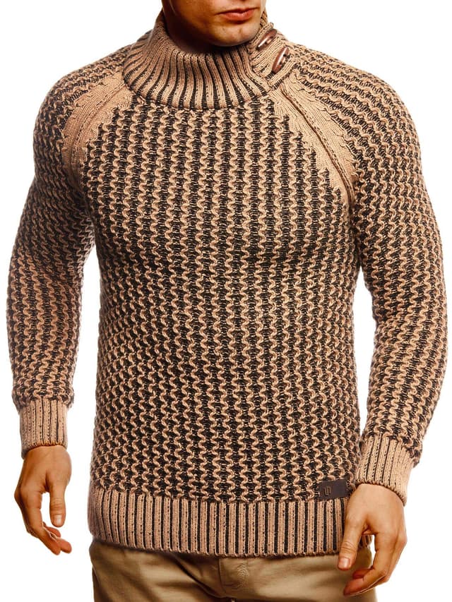 Leif Nelson Herren Strick-Pullover Rollkragen Slim Fit für Winter Sommer Moderner schwarzer Männer Winterpullover Sweatshirt Langarmshirt Herren Basic Hoodie-Shirt LN5295