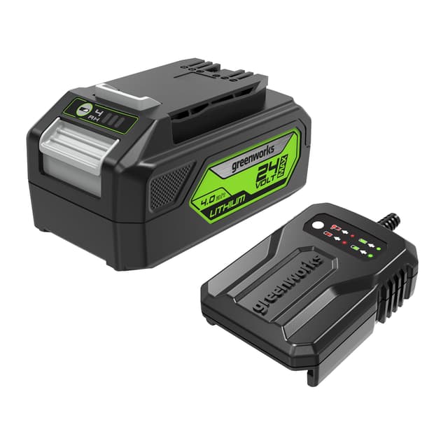 Greenworks 24V Original Akku und Ladegerät - 4Ah Lithium-Ionen Akku, 60W Leistung, 120 Min Ladezeit - G24B4 & G24UC Akku&Ladegerät