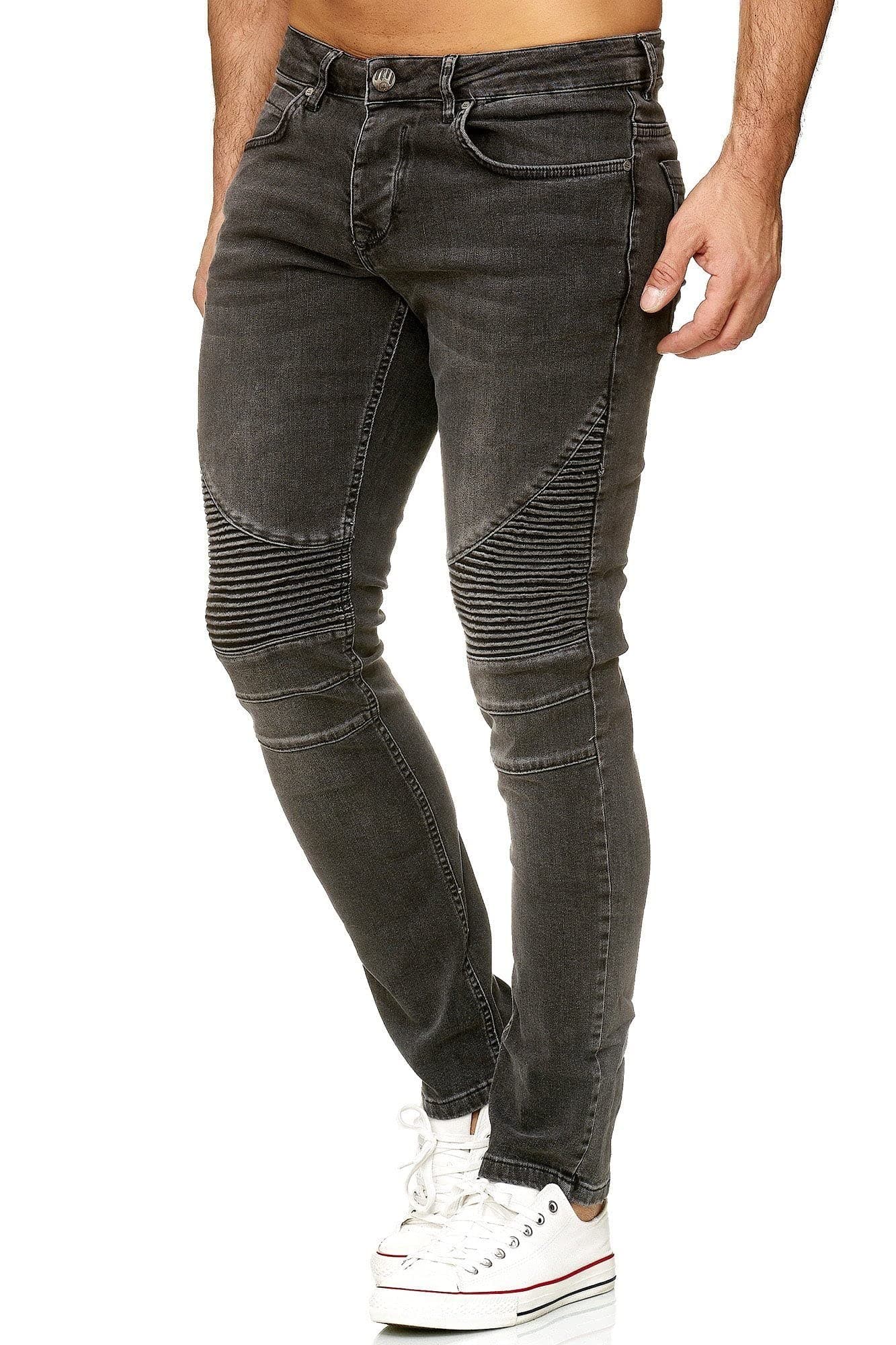 Tazzio Jeans Herren Slim Fit Biker Destroyed Look Stretch Jeanshose Hose Denim 16517 32W / 36L Schwarz