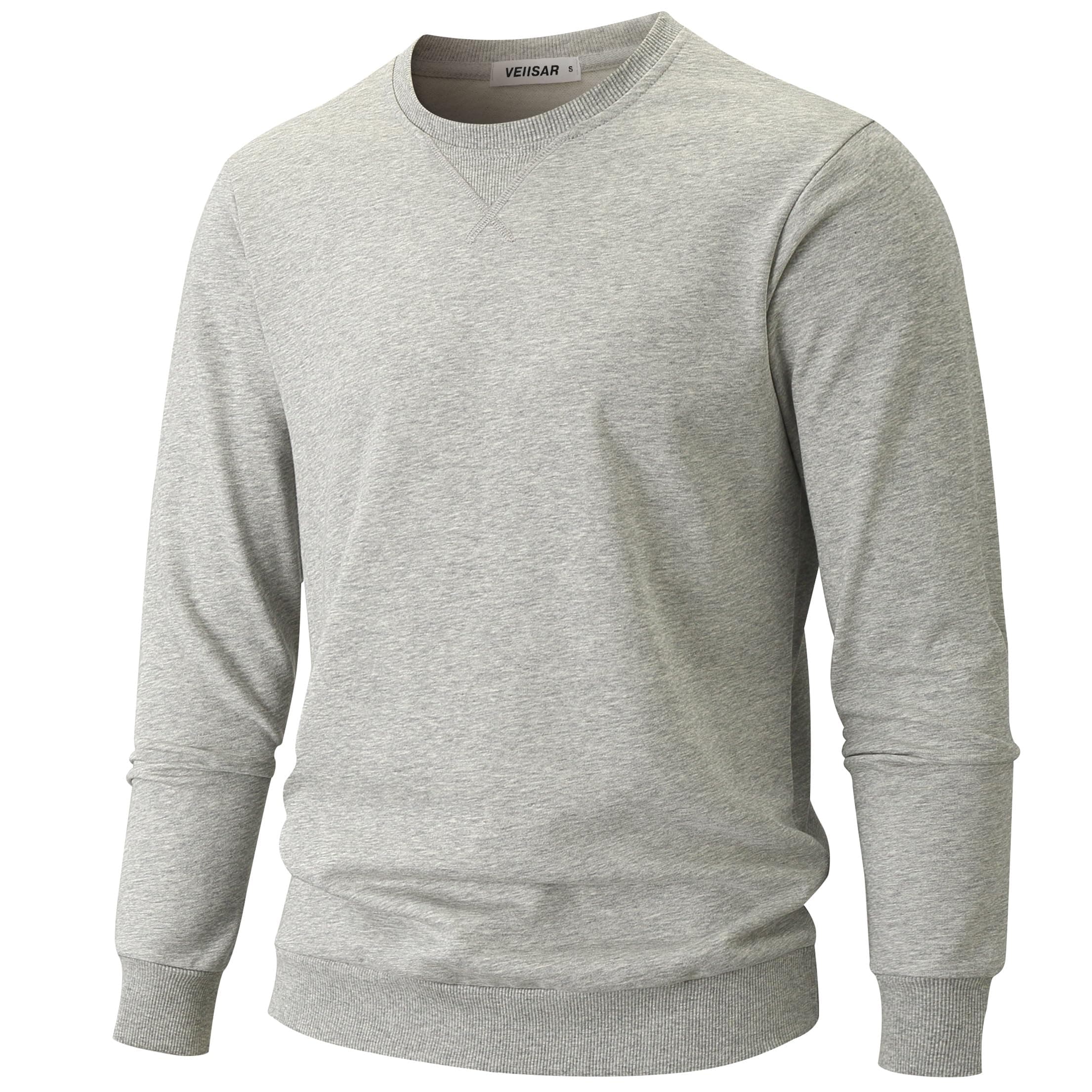 VEIISAR Herren Sweatshirt mit Rundhalsausschnitt Männer Basic Pullover Langarmshirts Freizeit Sport Shirt