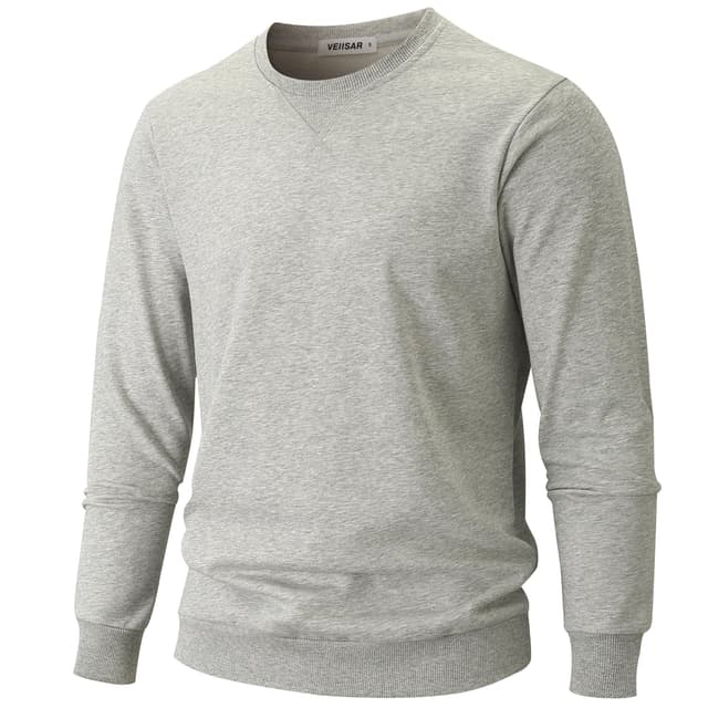 VEIISAR Herren Sweatshirt mit Rundhalsausschnitt Männer Basic Pullover Langarmshirts Freizeit Sport Shirt