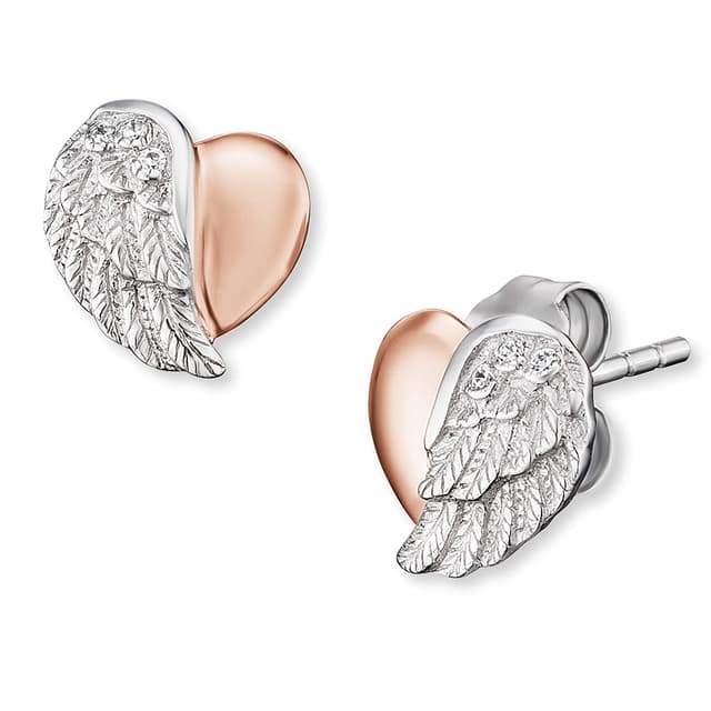 Engelsrufer Damen Ohrstecker Herzflügel Bicolor aus Sterling Silber mit Zirkonia, nickelfrei
