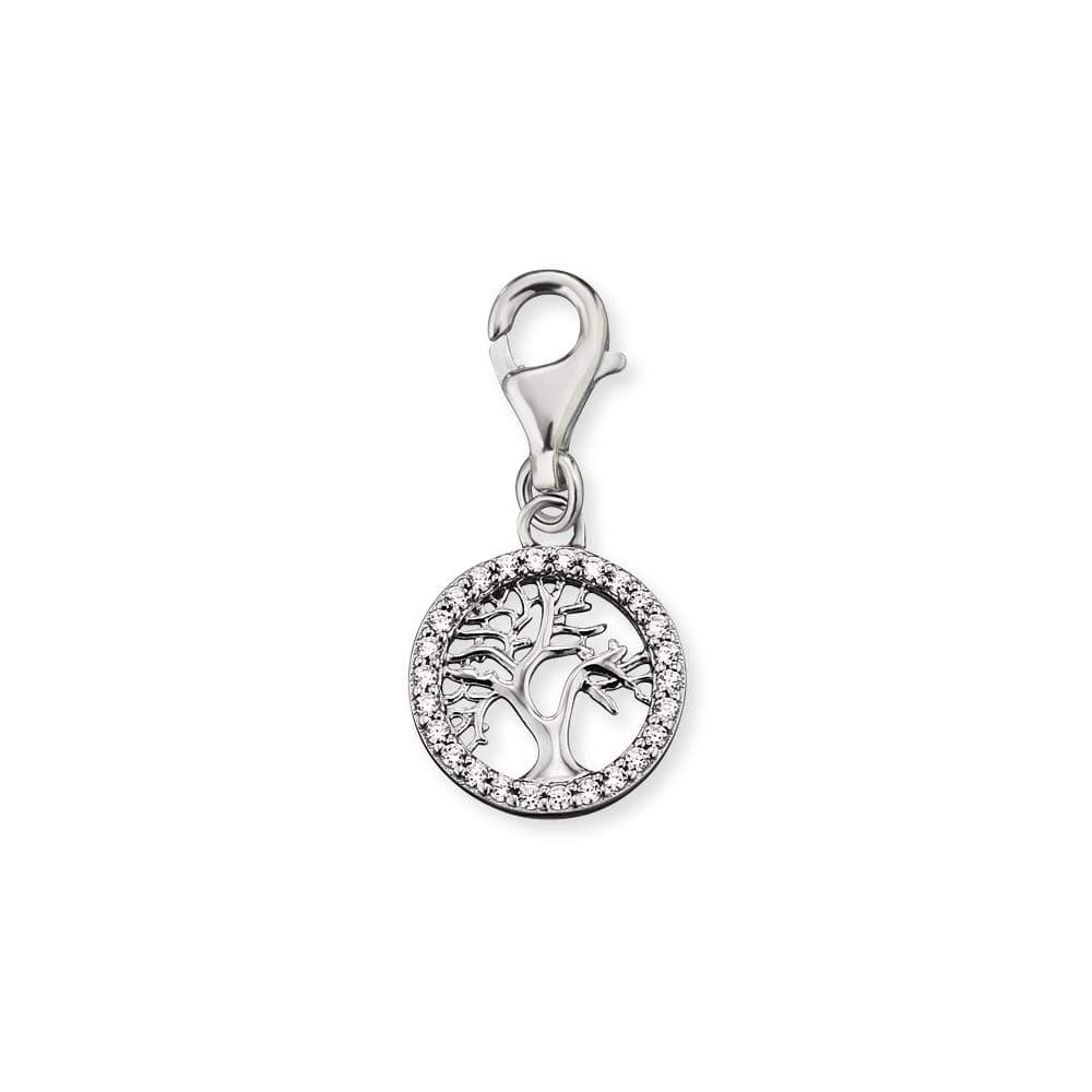 Engelsrufer Damen Charm Anhänger Tree of Life Lebensbaum silber aus Sterling Silber - besetzt mit 26 Zirkonia Steinen - Karabinerverschluss - nickelfrei