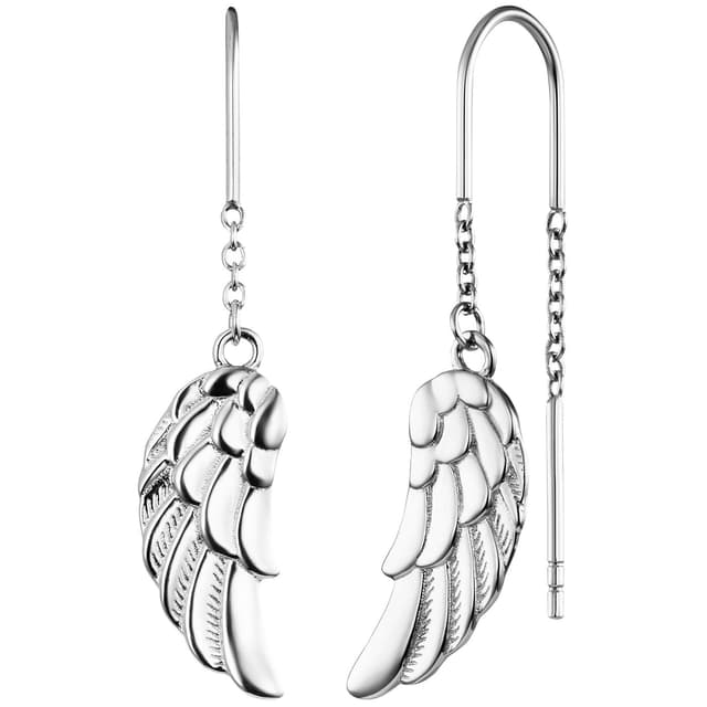 Engelsrufer Damen Ohrhänger aus Sterling Silber mit Flügel Anhänger in Silber mit Hakenverschluss, nickelfrei, Größe: 8mm, ERE-FLYWING