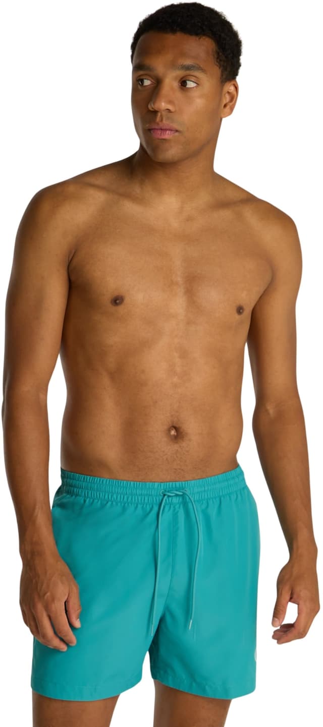 Calvin Klein Herren Badeshorts Medium Drawstring Mittellang M Green (Hazy Teal)