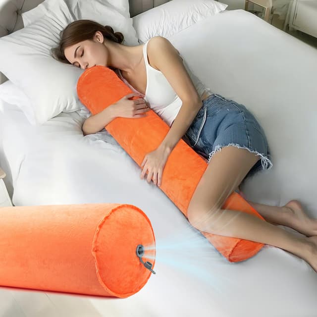 ONTYZZ Seitenschläferkissen Aufblasbar Körperkissen Erwachsene Kinder Kissen Seitenschläfer Komfortkissen für Umarmendes Schlafen Rücken Nacken Lagerungskissen 120 * 20CM Orange-1 Stück 120 x 20 cm