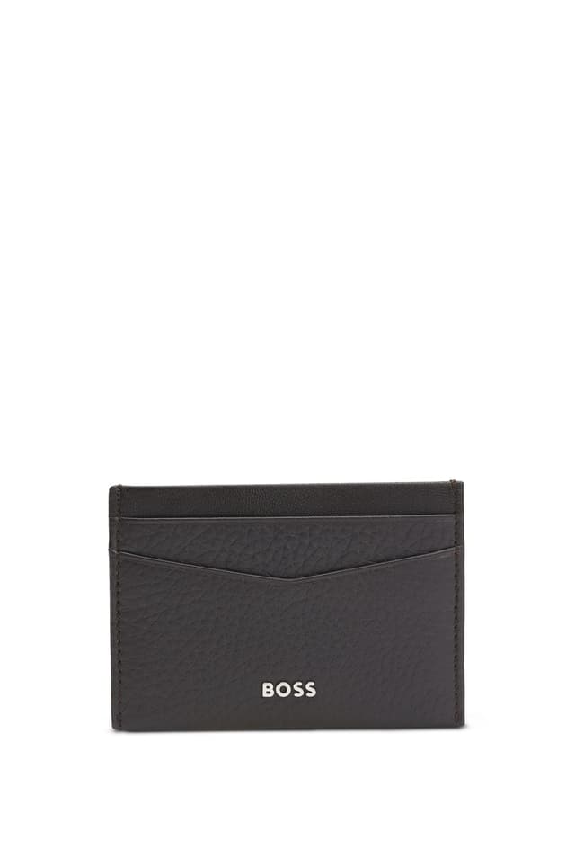 BOSS Herren New Crosstown Cardc. Kartenetui aus genarbtem Leder mit metallenem Logo-Schriftzug