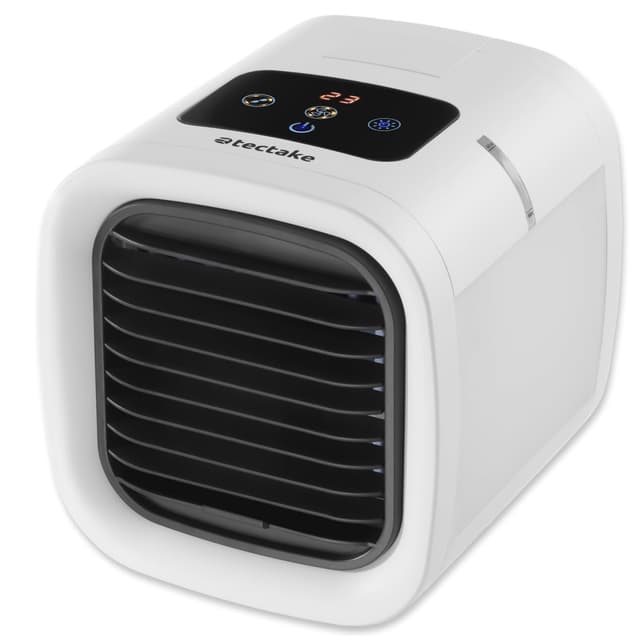 tectake® Luftkühler mit LED, mobile Klimaanlage ohne Abluftschlauch, Ventilator mit Wasserkühlung, Klimagerät, Air Conditioner, Tischventilator und Luftbefeuchter in einem, Mini Klimaanlage - weiß
