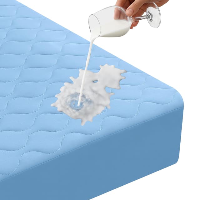 Ystyle Matratzenschoner Wasserdicht 90x190cm, Wasserdicht Atmungsaktive Matratzenbezug, Tiefe Tasche Matratzenbezug Dehnt Sich Bis Zu 30 cm, Rundumbezug Elastisch Matratzenschutz, Blau Blau 90 x 200 cm + 30 cm