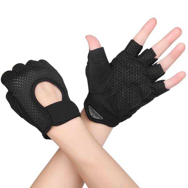 Yasdyri Fitness Handschuhe Damen Herren Trainingshandschuhe 2 Stück Anti Rutsch Silikon Atmungsaktive Sporthandschuhe für Gewichtheben Krafttraining, Handflächenschutz, Radfahren, Bewegung M Schwarz