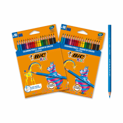 BIC Kids Buntstifte Evolution Ecolutions, zum Malen in 18 Farben, 2er Pack, im Karton Etui, ab 5 Jahre, Bruchsichere Mine & ohne Holz 18 stück (2er Pack)