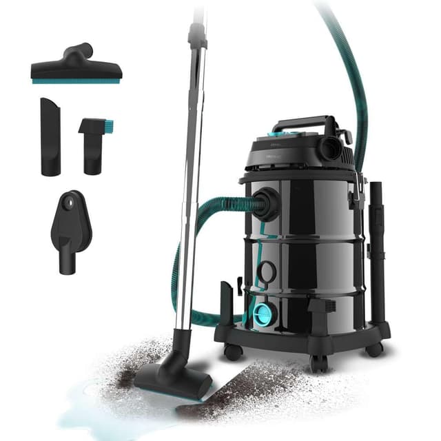 Cecotec Staubsauger für Feste Stoffe und Flüssigkeiten 30L Conga Rockstar Wet & Dry Steel Pro Tool. 1600W, erhöhte Haltbarkeit und Widerstandsfähigkeit, enthält Steckdose für Werkzeuge, Zubehörkit 30 L | Werkzeuganschluss