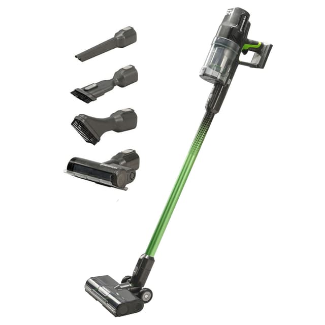 Greenworks Akku Staubsauger, 500W, 5 in 1 Staubsauger Kabellos Saugleistung 45 Minuten Laufzeit, Hepa-Filter, Tierhaaraufsatz, 3 Leistungsstufen OHNE Akku und Ladegerät, GD24SV Grün 5 Aufsätze ohne Batterie