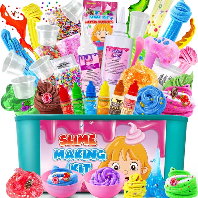 YOPINSAND Eiscreme DIY Schleim Kit, Slime Making Kit für Mädchen 10-12, Butter & Cloud Schleim mit Add-ins, Schaumstoffkugeln, Charms, Slime Party Favors Geschenk Spielzeug für Kinder