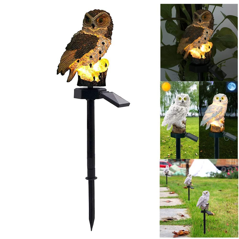 ALLOMN Solar Rasen Lampe, Outdoor Solar Licht Garten Dekoration Lampe Wasserdichte Weg Rasen Garten Lampen Eule Design (Grau)
