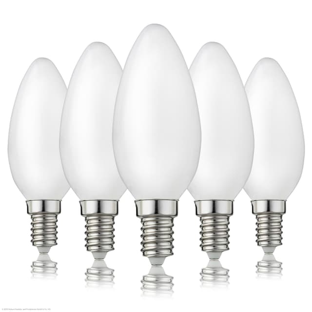 hellum LED Lampen E14 warmweiß, 5 Stück, Matte LED Glühbirne kerzenform als Ersatz für Glühbirne 25 Watt, Helligkeit 250 Lumen, 2700 Kelvin LED E14 warmweiß, 5x 207200 Matt 5 Stück (1er Pack)