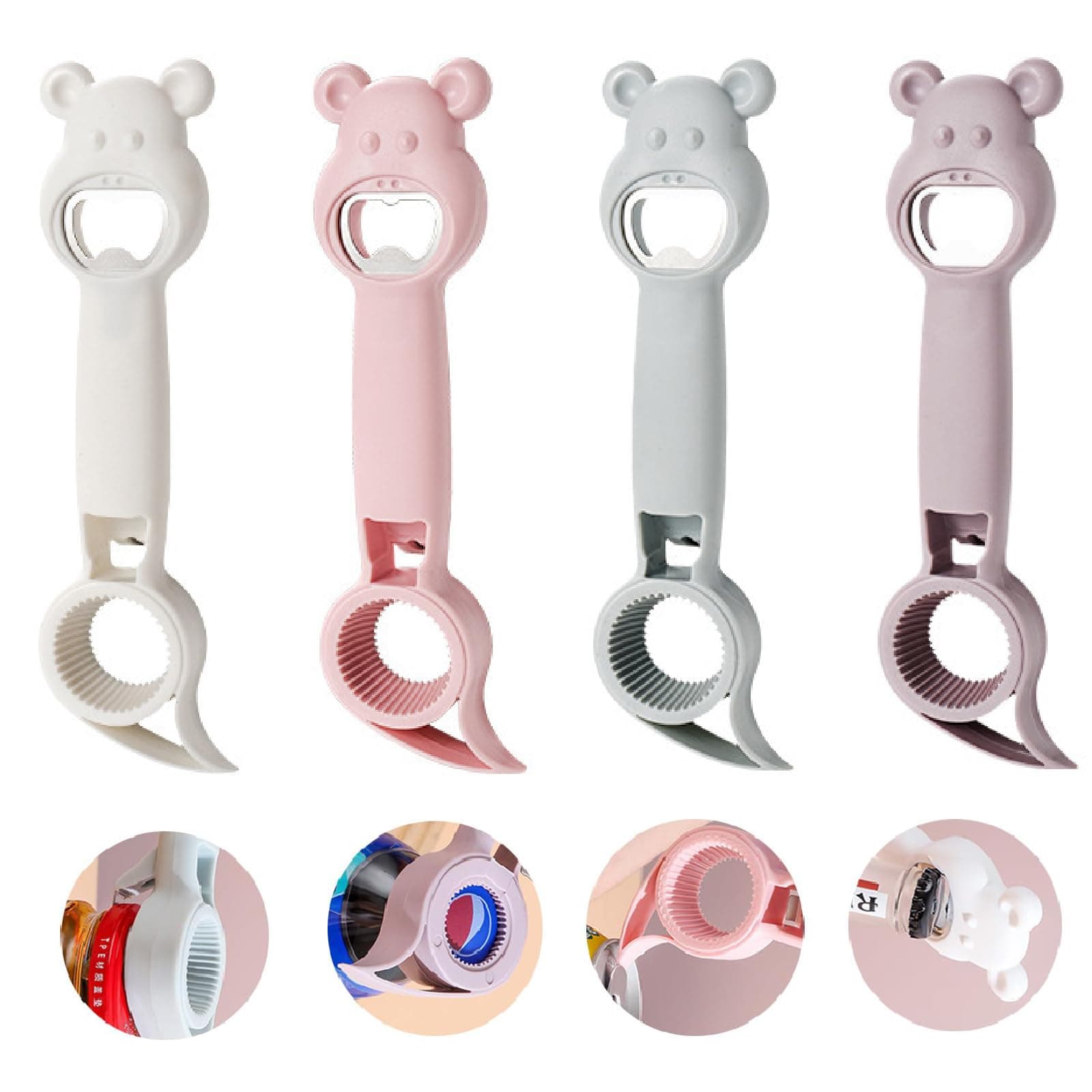 4 in 1 Flaschenöffner,4 Pcs Glasöffner Bieröffner Glasöffner Tragbarer Multifunktionsöffner Bieröffner Manuell Bieröffner für GeleegläSer,Bierflaschen,Dosen