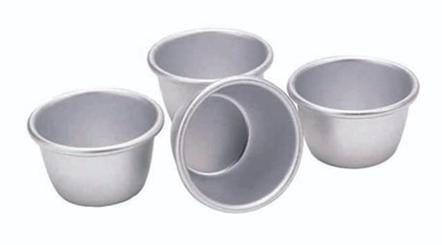 KitchenCraft Mini-Puddingformen, Eloxiertes Aluminium, 7,5 cm, 4er-Set, Silber