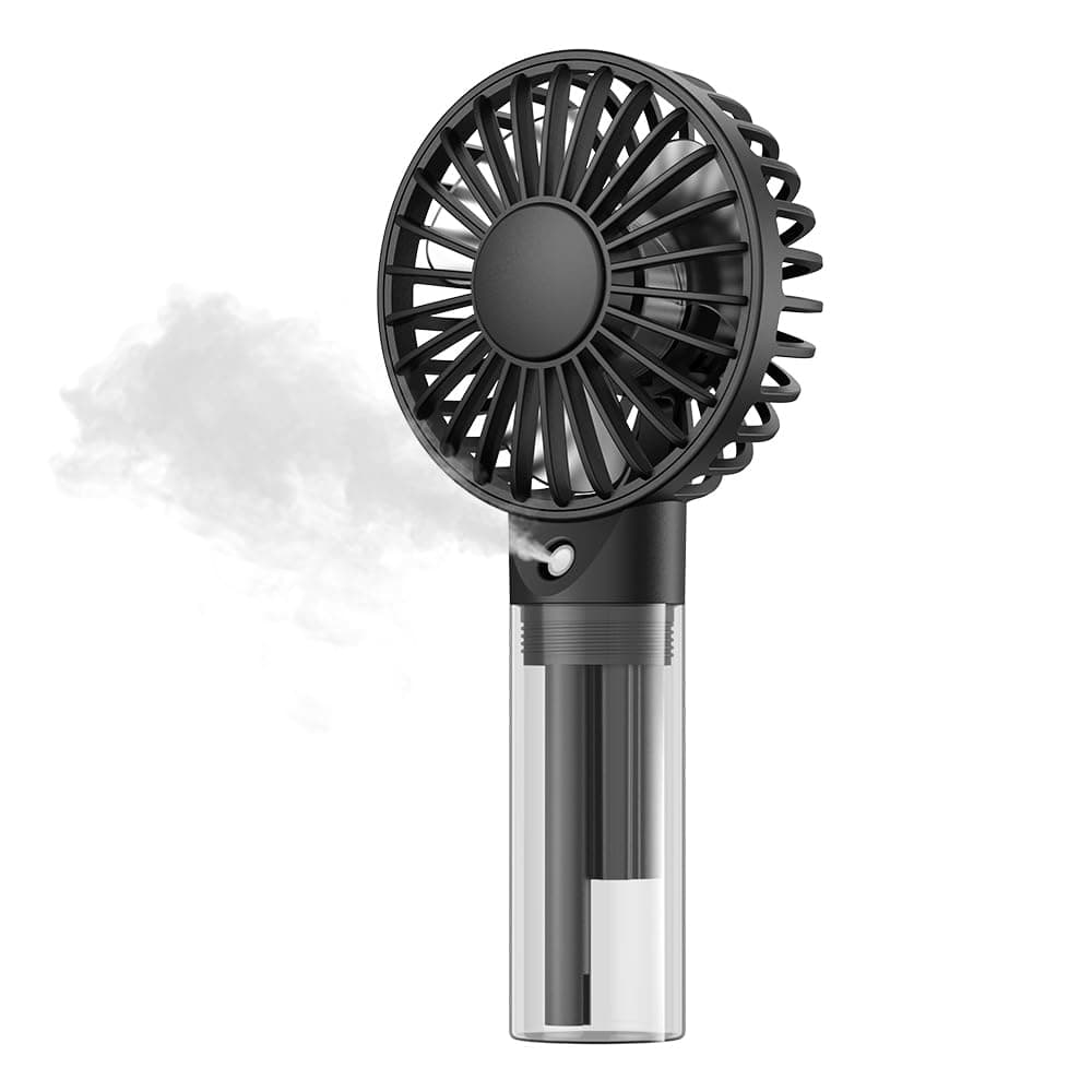 TOPK handventilator mit wasser, wiederaufladbar, batteriebetrieben, Wassersprühnebel, kleiner persönlicher Handventilator für Reisen, Heimbüro, Camping, Outdoor Schwarz