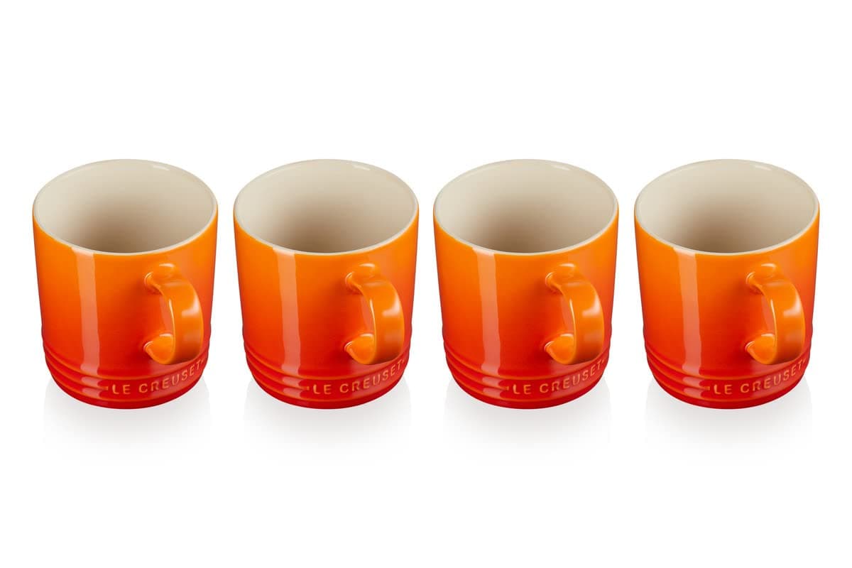 Le Creuset 4er-Set Becher aus Steinzeug, je 350 ml, Ofenrot, 79113350900000 Ofenrot 350 ml 4er-Set