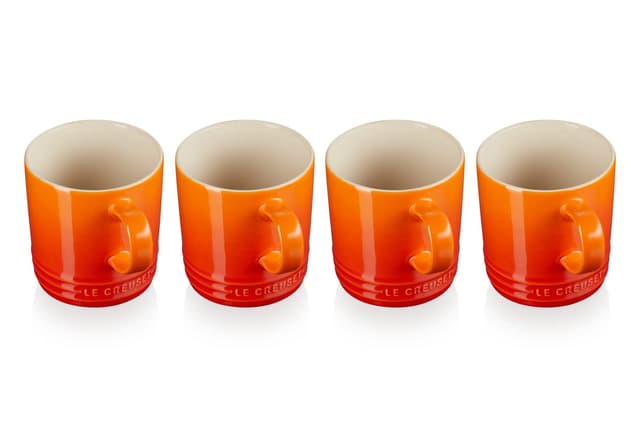 Le Creuset 4er-Set Becher aus Steinzeug, je 350 ml, Ofenrot, 79113350900000 Ofenrot 350 ml 4er-Set