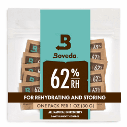 Boveda zur Aufbewahrung von Kräutern | 2-Wege-Feuchtigkeitsregulierung mit 62 % relativer Feuchtigkeit | Größe 8 schützt bis zu 30 g Blüten | verhindert den Verlust von Terpenen, Übertrocknung & Schimmel | wiederverschließbare Verpackung mit 10 Stück Bove Angebot bei HelloDeals