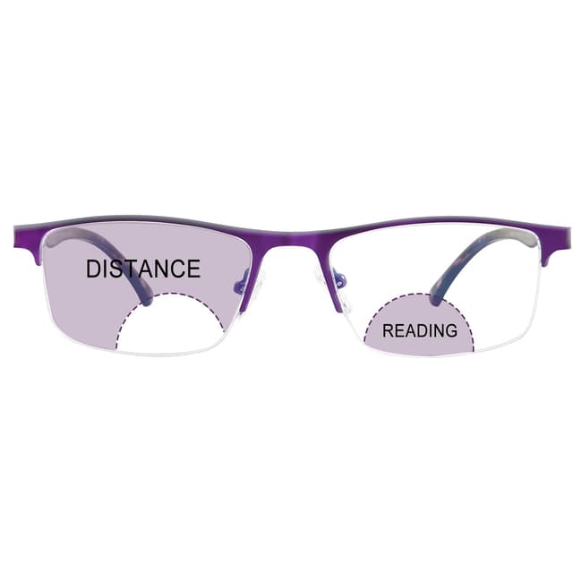 FONHCOO Bifokale Halbrandbrille Lesebrille Damen Herren, Blaulichtfilter Brille Damen Computer-Lesebrille mit Federscharnier Anti-Überanstrengung der Augen (Lila 2.0) Lila 2.0 x