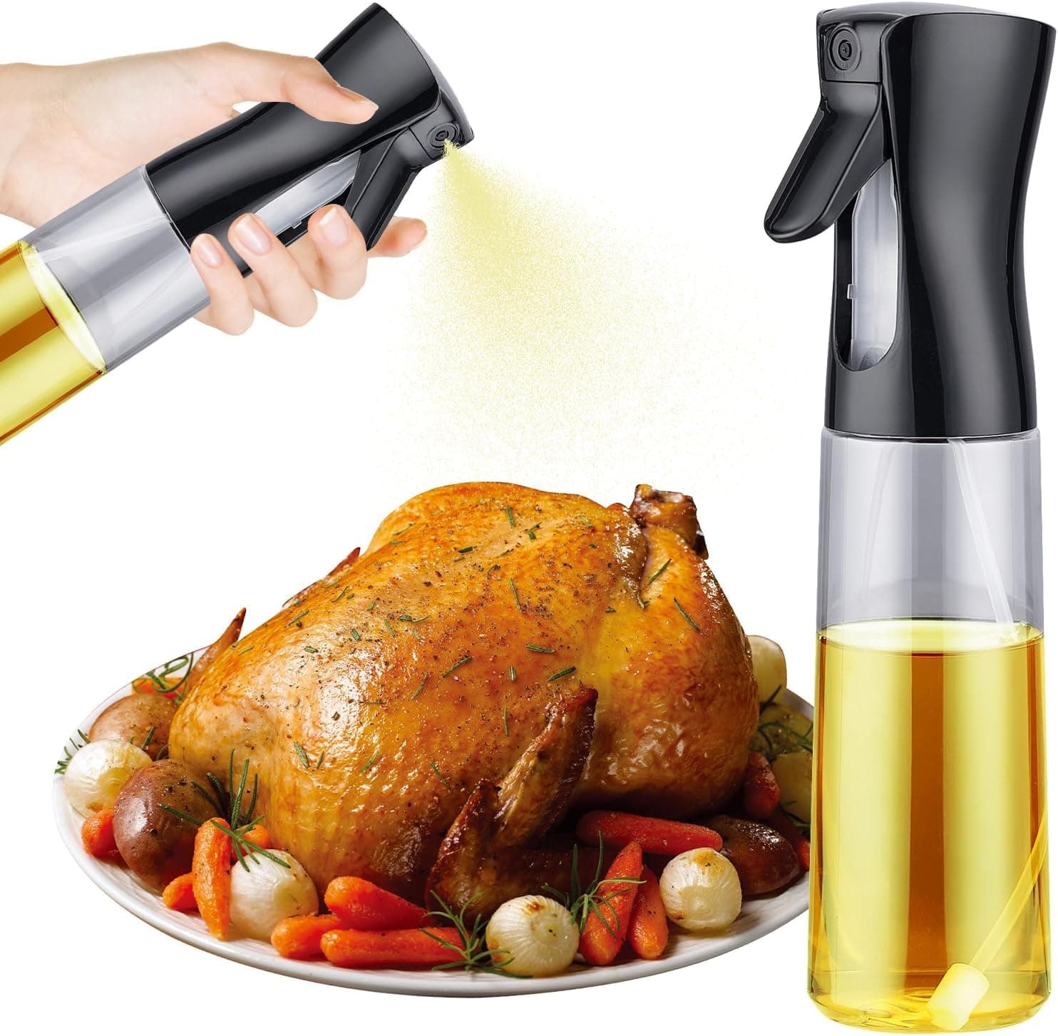 GRIFEMA Glas-Ölflaschen & Ölsprüher 300 ml – Sprühflasche & Ölspender für Heißluftfritteuse, Grillen, Salate & Meal Prep, BPA-frei, spülmaschinenfest, wiederverwendbar, GE2002B-300