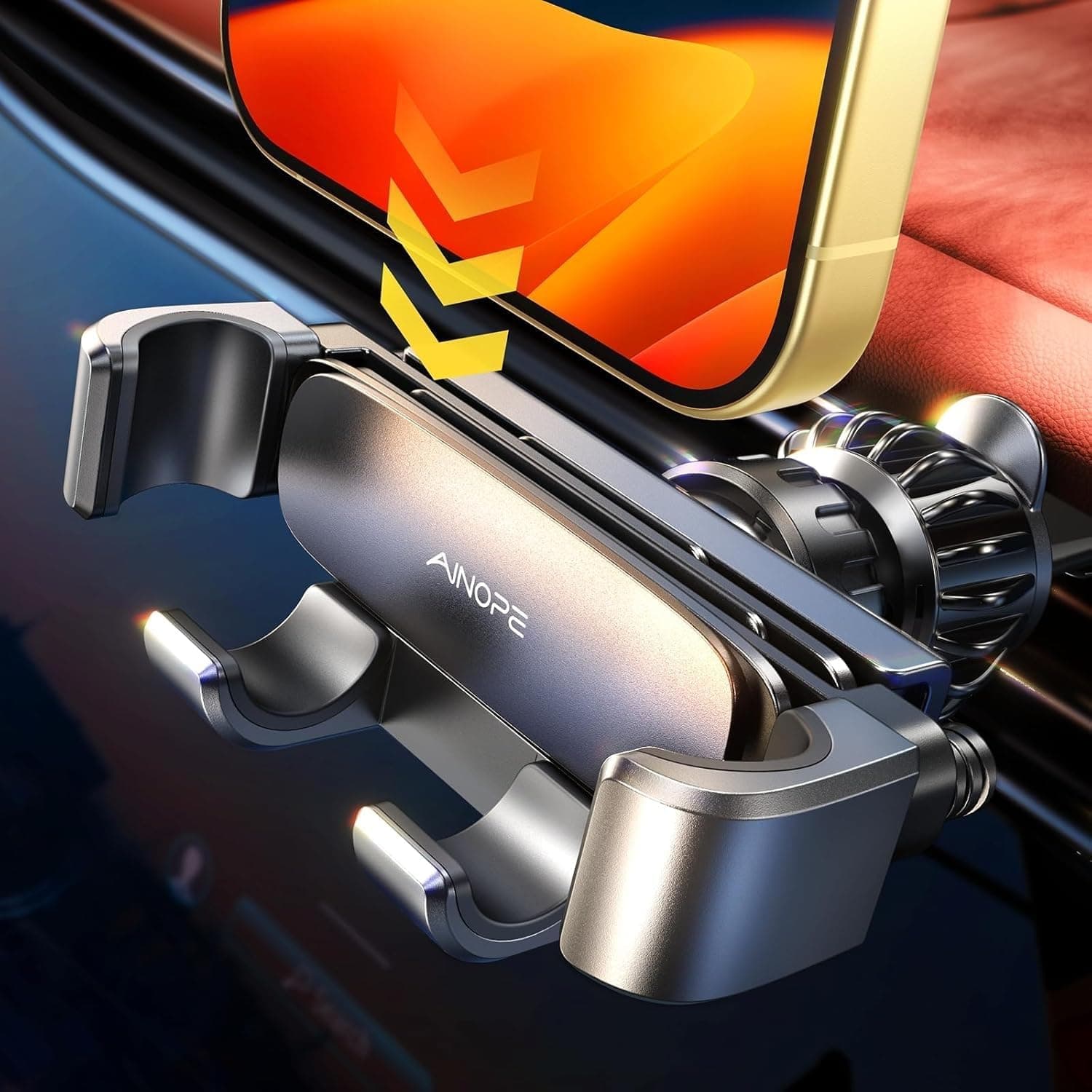 AINOPE Handyhalterung Auto Lüftung - [Schwerkraft-Design] [Einhandbedienung] Handy Halterung Auto, 2025 Autohalterung Auto Zubehör Für iPhone 16 e 15 14 13 12 11 Pro Max XR, Smartphone mit Hülle Schwarz