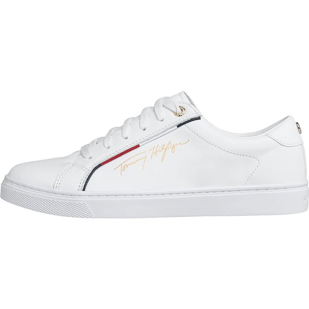 Tommy Hilfiger Damen Cupsole Sneaker Tommy Signature Schuhe 39 EU Weiß