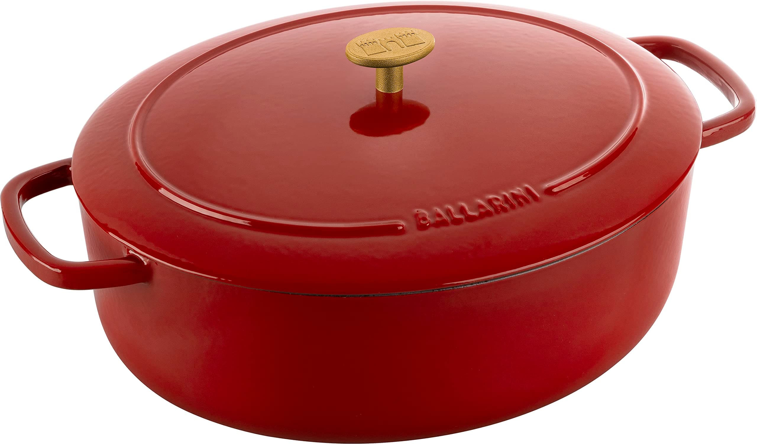 BALLARINI Bellamonte Auflaufform, Bräter, Dutch Oven, Emailliertes Gusseisen, Oval, 33 cm, 6,5 L, Rot 33 cm Rot