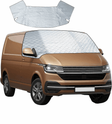 YWNYT Windschutzscheibenabdeckung für VW T6, mit innerer Baumwolle, Frontscheiben-Wickelabdeckung, faltbar, thermische Windschutzscheibenabdeckung, Anti-Sonnenschutz, Schnee, Frost Angebot bei HelloDeals