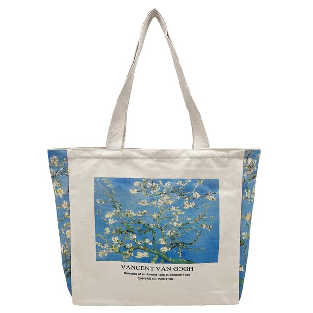 Jutebeutel Bedruckt Vintage, Jute Beutel, Einkaufstasche Bag, Canvas Tote Bag Aesthetic Vintage Taschen Groß Umhängetasche Stofftaschen für Damen Uni Arbeit Aprikosenblüte