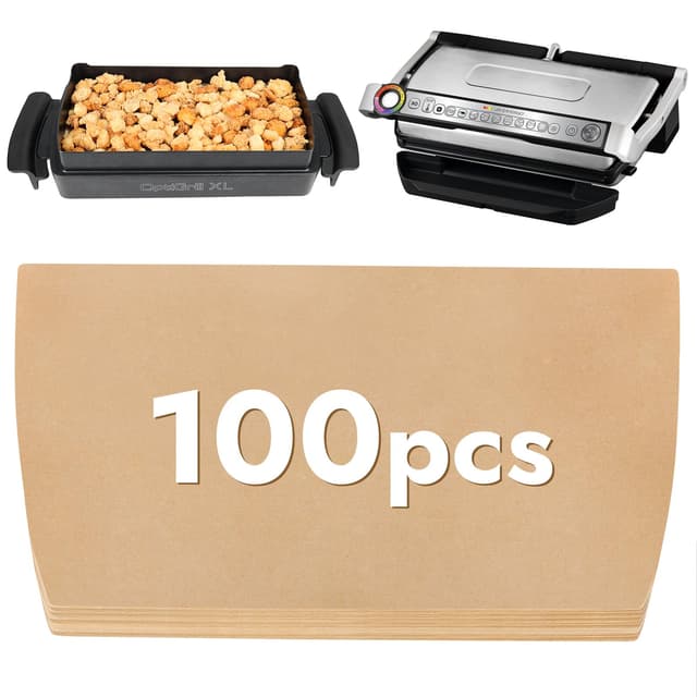 YQL 37cm x 19,5cm Backpapier Kompatibel mit Tefal OptiGrill XL Backschale/Mini Backofen, Optigrill Elite XL Backschale Zubehör, Backpapier für Pommes, Chicken Popcorn, Pizza, Kekse, Brot(100 Stück)