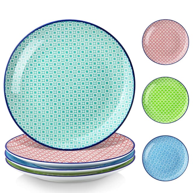 vancasso Speiseteller Porzellan, Macaron 4 teilig Flachteller bunt, Geschirr Tellerset Frühstückteller Essteller Macaron Große Teller (4x)