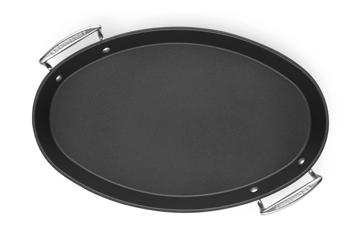 Le Creuset Aluminium-Antihaft ovale Pfanne, Ø 40 cm, Für alle Herdarten inkl. Induktion geeignet, Anthrazit/Silber, 52105400010101