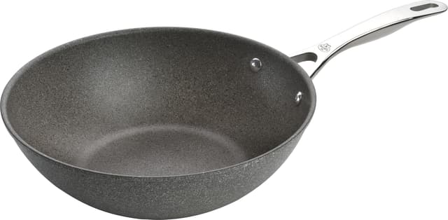 BALLARINI Salina Wokpfanne aus Aluminium, 30 cm, Antihaftbeschichtung, für alle Herdarten, Grau, Steinoptik
