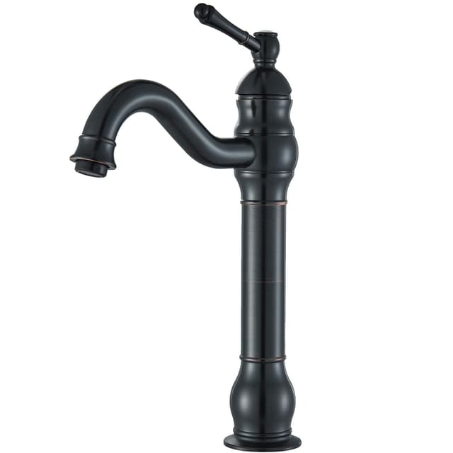 Rozin Wasserhahn Bad Schwarz Retro Hoch Waschtischarmatur 360°Schwenkbar Einhebel Waschbecken Armatur Badarmatur aus Messing für Badezimmer